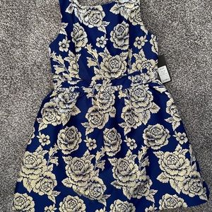 Royal blue & gold dress. Stunning in person. Scoop back, zips up back.